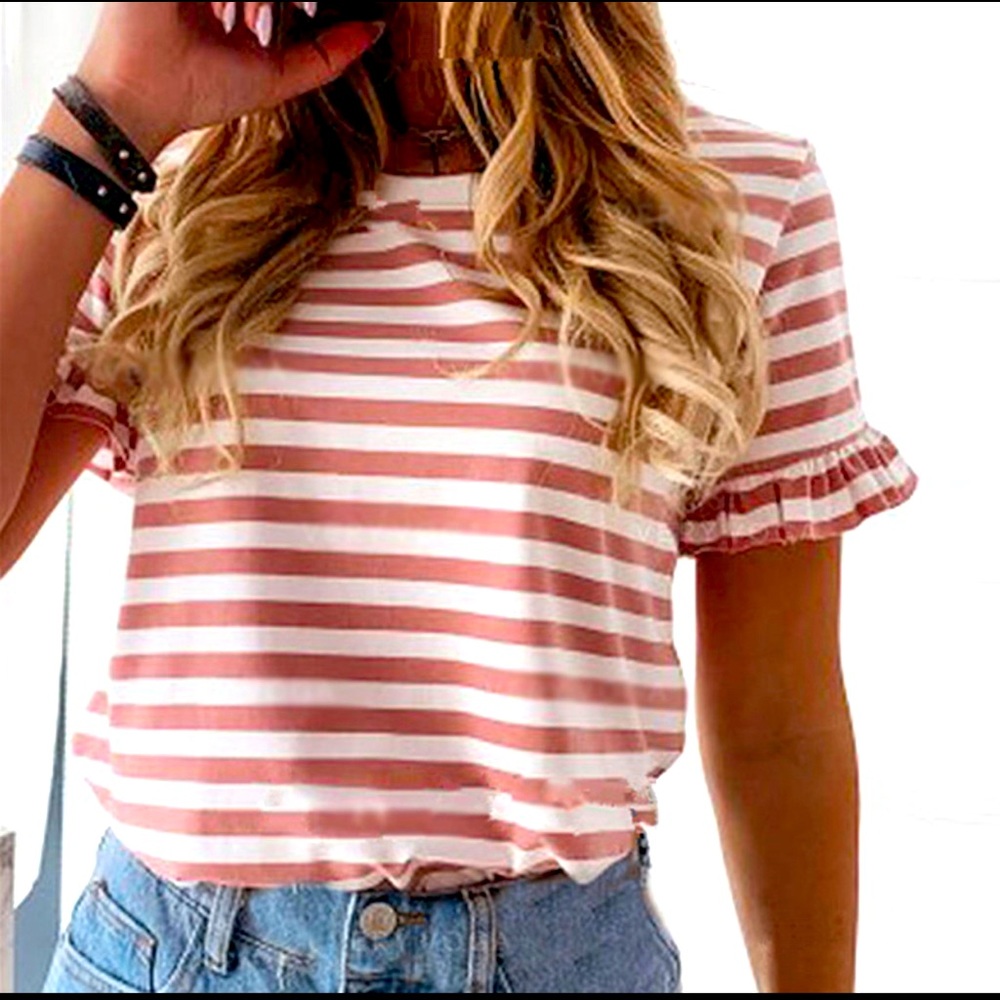 Crew Neck Ruffle tee
